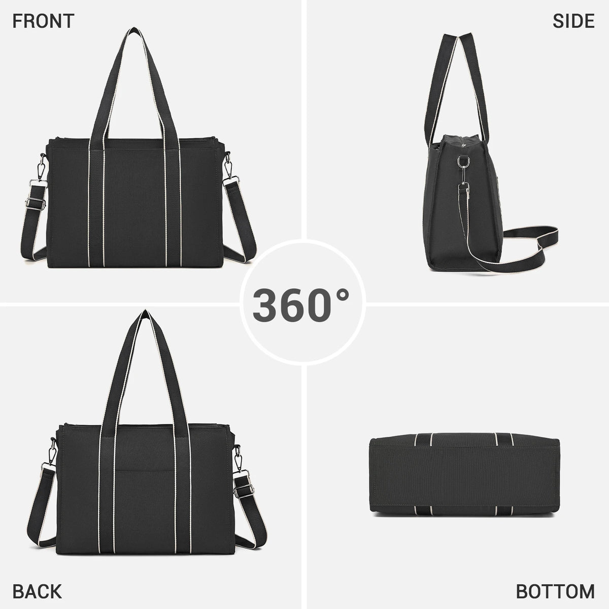 Miss Lulu Large women's office bag with a 19L capacity, water-resistant work handbag suitable for 15.6-inch laptops, detachable shoulder strap, multi-compartment shoulder bag for the office, travel, everyday use, and shopping