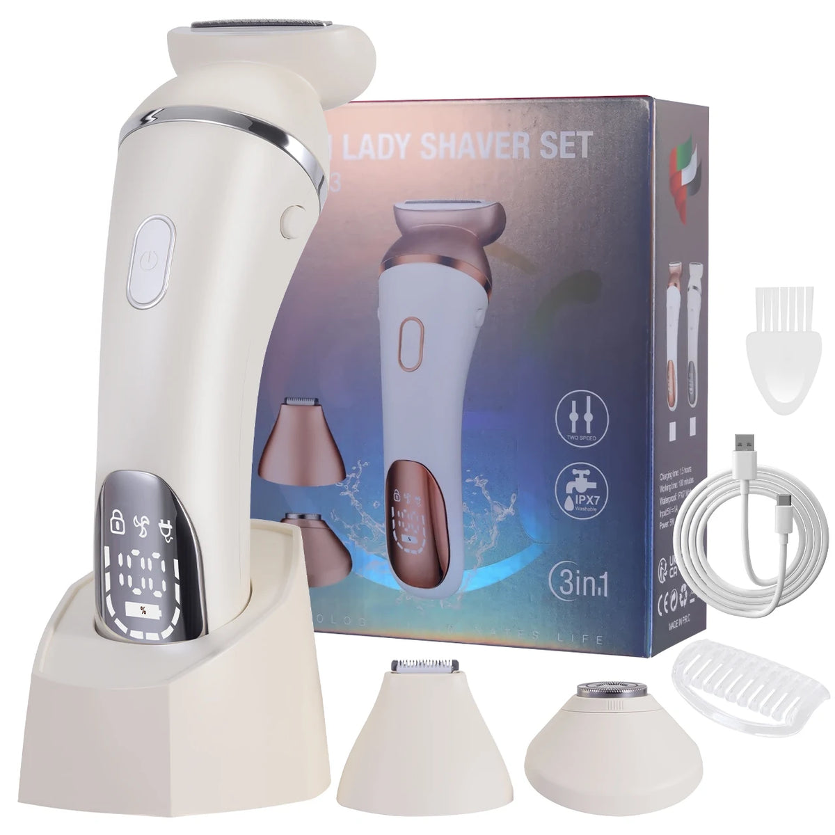 Hatteker 4 in 1 Women’s Hair Remover 7000 RPM for Legs Bikini Face Body Kit Wet / Dry USB Rechargeable IPX7 Waterproof