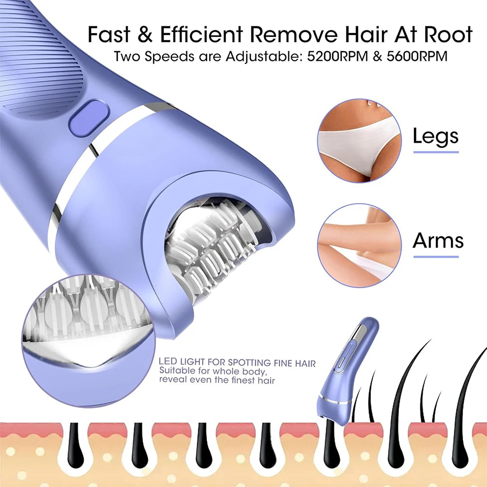 7 in 1 Hair Removal for Women Epilator Female Bikini Trimmer Body Electric Shaver Face Razor for Legs Arms Armpit