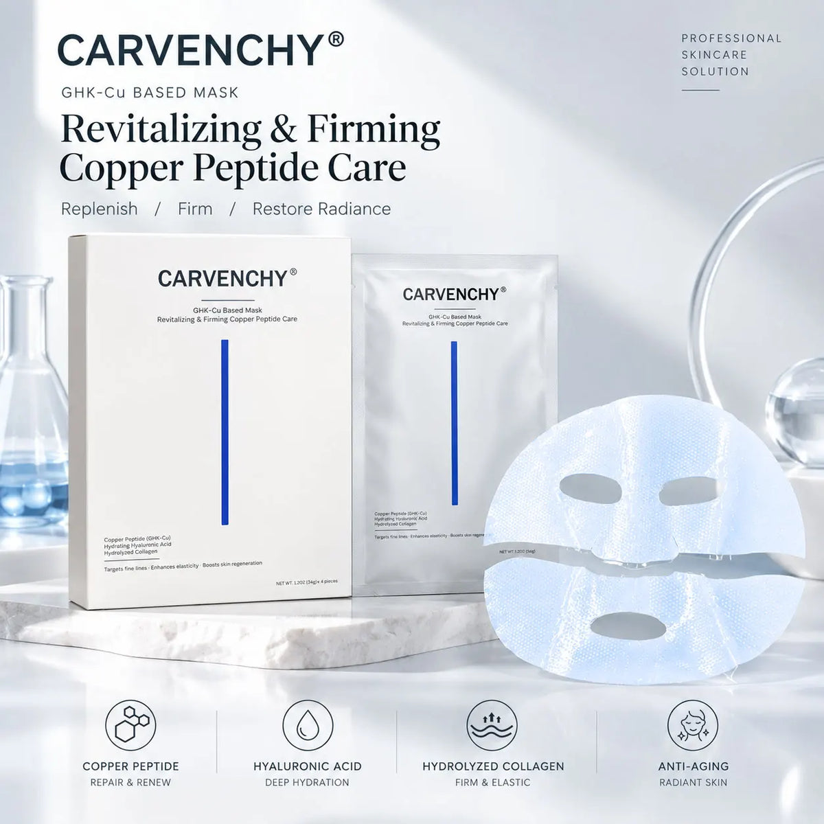 Copper Tripeptide GHK-Cu Blue Copper Peptide Mask, Firming Anti-Aging Moisturizing Reduce Fine Lines Collagen