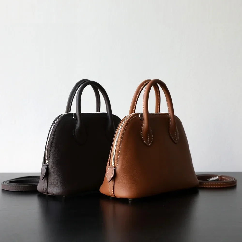 Sac Bowling en Cuir Véritable Haut de Gamme, Mini Sac Bandoulière Semi-Artisanal