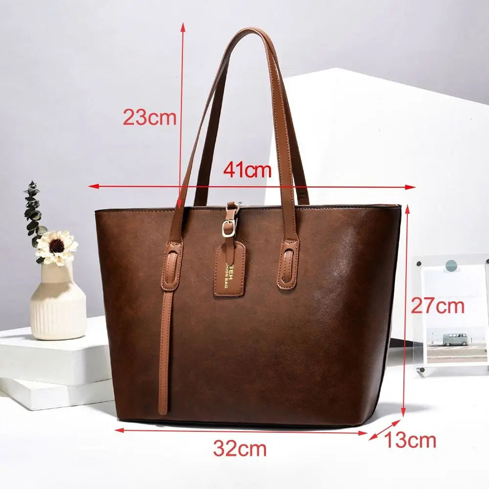 Sac à main en cuir PU pour femme, grande capacité, porté main ou épaule