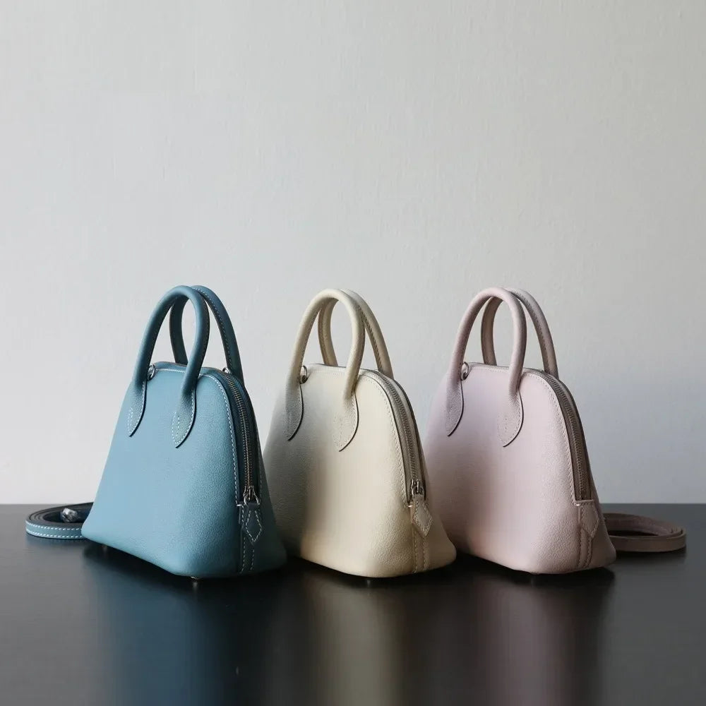 Sac Bowling en Cuir Véritable Haut de Gamme, Mini Sac Bandoulière Semi-Artisanal