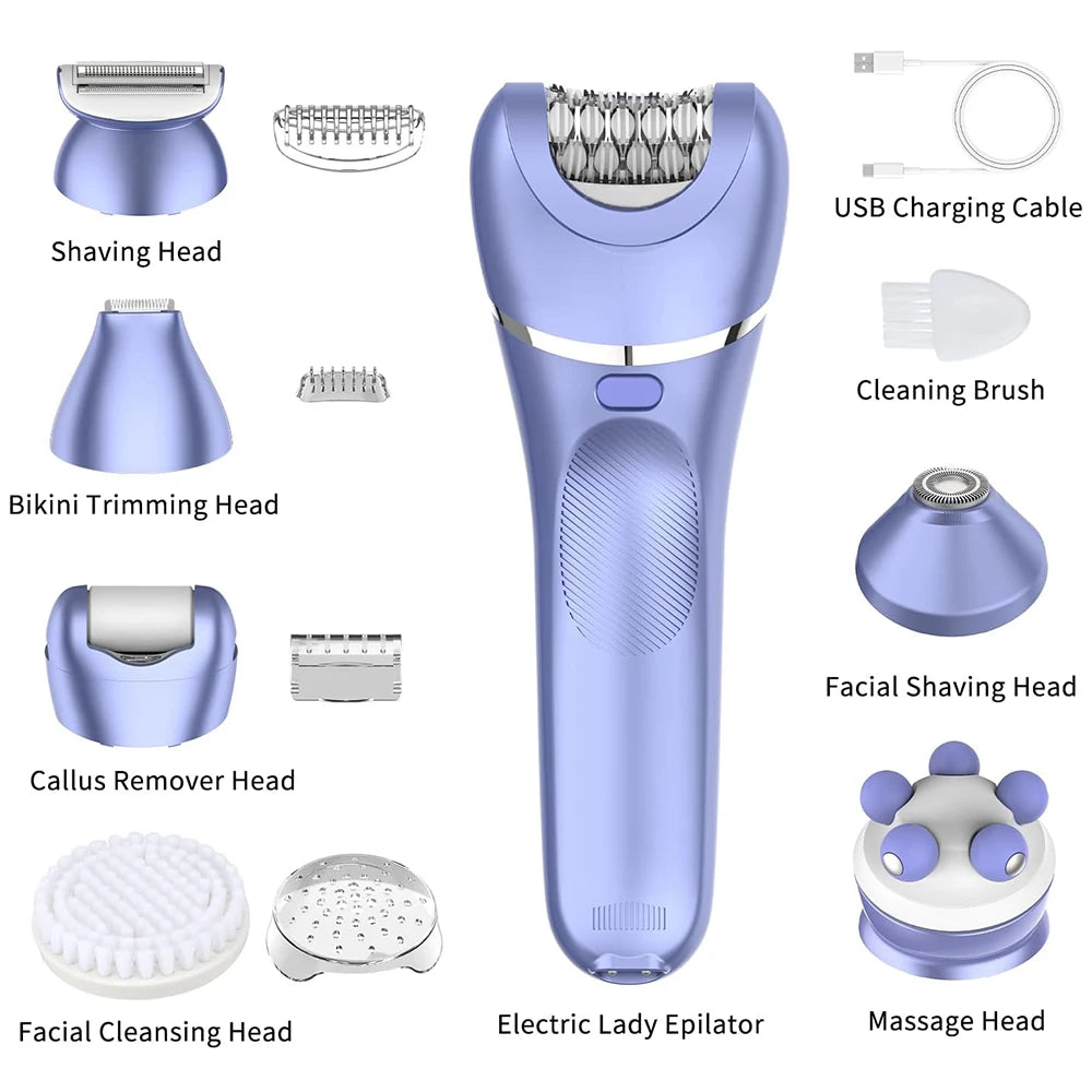 7 in 1 Hair Removal for Women Epilator Female Bikini Trimmer Body Electric Shaver Face Razor for Legs Arms Armpit